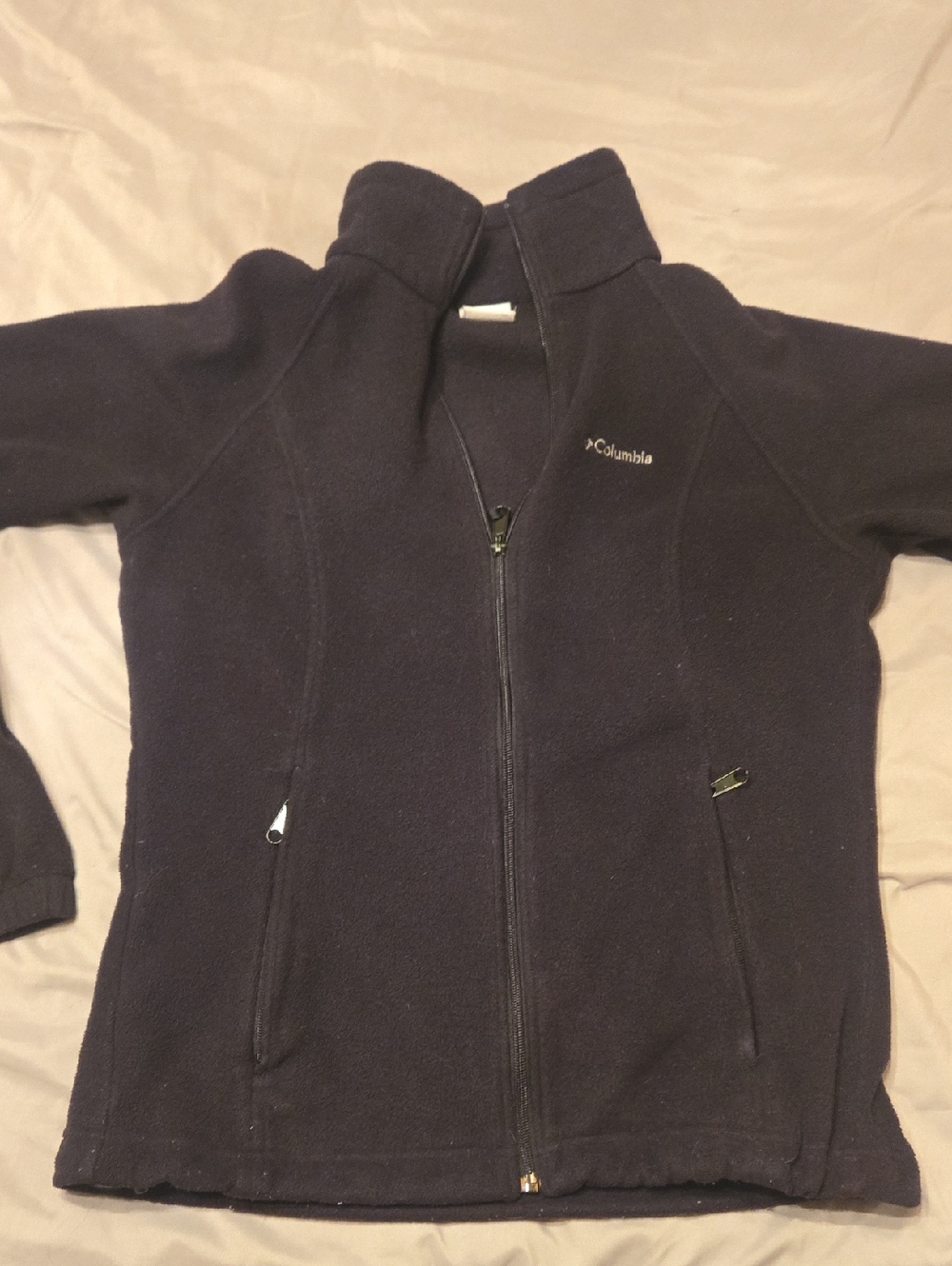 Columbia Black Full-Zip Fleece Jacket with Stand Collar